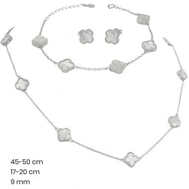 Strieborný náhrdeľník+náramok+náušnice